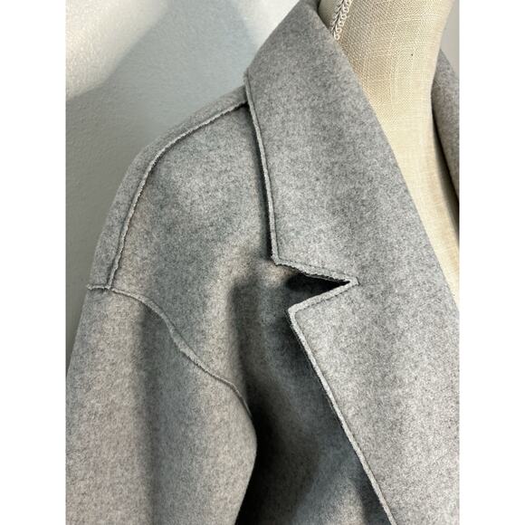 Zara TRF Collection Fleece Cardigan Trench Coat One Button Light Gray Women’s S - Picture 2 of 8